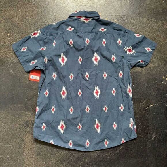 NWT Mossimo Blue Tribal Print Button Up Shirt Men’s Size Large Athletic Fit - Picture 3 of 10